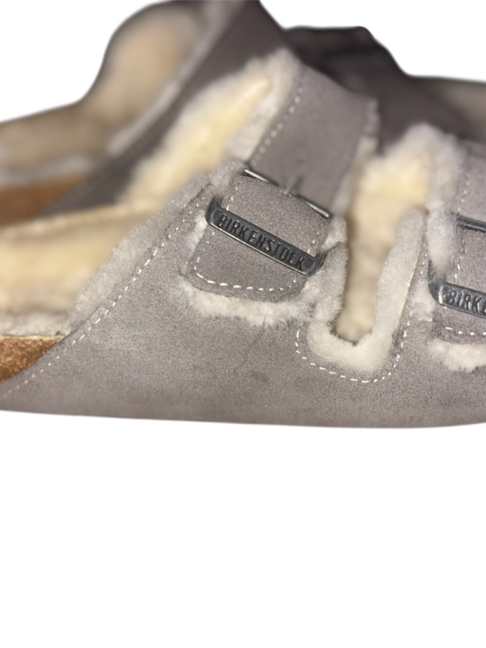Birkenstock Taupe Suede Shearling Clog Mule